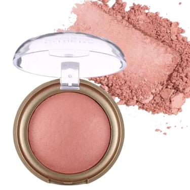 Imagem de Blush assado, blush marmorizado para bochechas, paleta de pó de blushes com acabamento acetinado brilhante, cor montável em pó natural para maquiagem facial