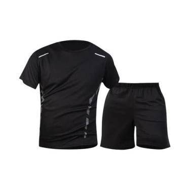 Imagem de Terno Esportivo Masculino Preto De Secagem Rápida Respirável De 2 Peça
