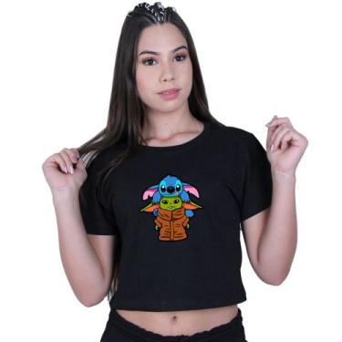 Imagem de Blusinha Cropped Algodão Lilo Stitch yoda Star Wars - Lafre, Preto, M