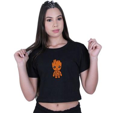 Imagem de Blusinha Cropped Algodão Baby Groot Guardião - Lafre, Preto, P