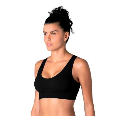 Imagem de Lupo Challenge Top Feminino De Alta Sustentação Seamless Dry, Preto, G