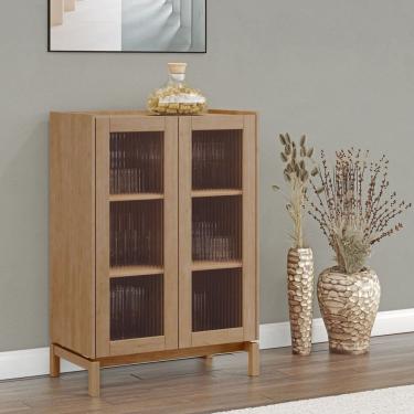 Imagem de Cristaleira 2 Portas 115,5x80cm em Madeira Maciça Barcelona Tauari