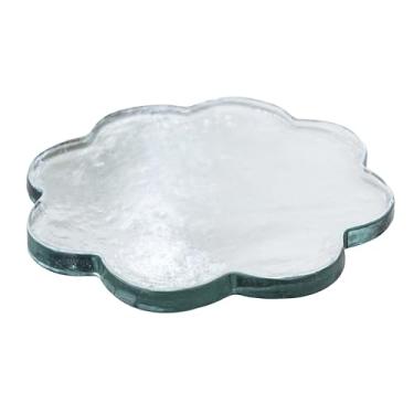 Imagem de Creative Co-Op Tábua de servir e queijo cortado de vidro prensado redondo, transparente