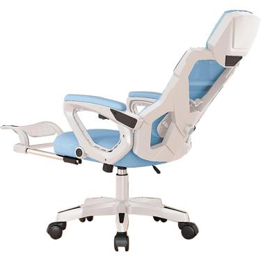 Imagem de Cadeira De Escritório Ergonômica Com Apoio Para Os Pés – Cadeira De Mesa De Malha Ajustável Com Encosto Reclinável, Apoio De Cabeça 3d, Apoios De Braço, Blue, One Size