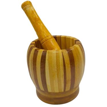 Imagem de Pilão/Socador de Alho e Temperos em Bambu 9x9cm - Quanhe