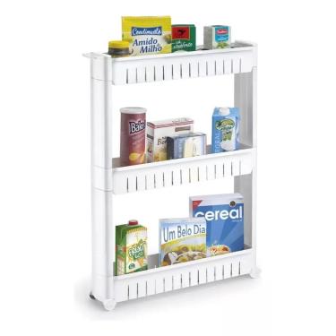 Imagem de Prateleira Organizador Estante Lavanderia 3 Andares Com Rodinhas Branco Util