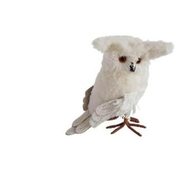 Imagem de Coruja Branca Fios Algodão E Penas Artificiais 22cm - Carmella Present