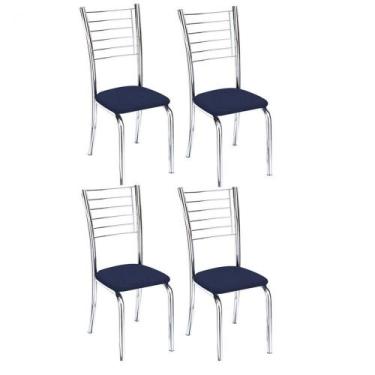 Imagem de Kit 4 Cadeiras Vanessa Cromada Para Cozinha-Assento material sintético