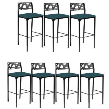 Imagem de Kit 7 Banquetas Luiza Azul Turquesa - GAT MAGAZINE