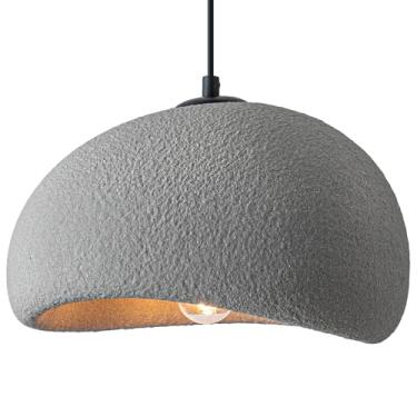 Imagem de BESTWEST Luminária pendente Wabi Sabi de 11,8 polegadas para sala de jantar cozinha ilha corredor restaurante lâmpada suspensa moderna base E26 estilo japonês luminária em forma de ninho de pássaro