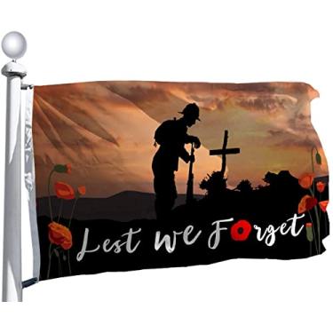 Imagem de Bandeira do Memorial Day dos EUA, 9,5 x 1,5 m, decorações de um lado, presentes Memorabilia Always Remember and Honor Military Lest We Forget Poppy Flags