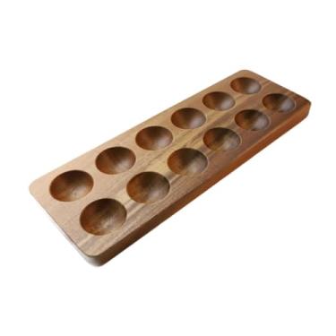 Imagem de Generic Suporte de madeira para ovos, bandeja para geladeira, 12 compartimentos, bandeja versátil e estilosa, recipiente para armazenamento de ovos, despensa,
