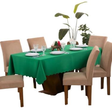 Imagem de Toalha Mesa Grande Retangular 6 Lugares Cadeiras Decoração Festas Eventos Lisa Basica Simples Verde
