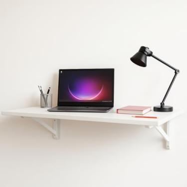 Imagem de Mesa Escrivaninha De Parede Multiuso Dobrável Branca MDF