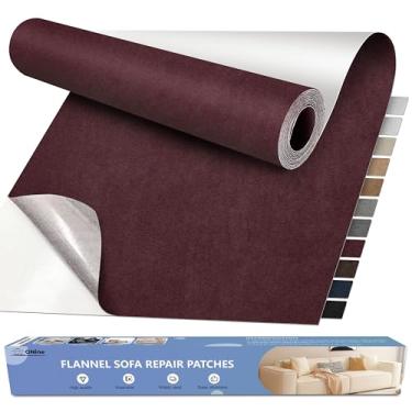 Imagem de ONine Kit de reparo de sofá de microfibra, adesivo de 139,7 x 30,5 cm, multicolorido, impermeável à água, adequado para sofás, tendas, bolsas, roupas, assentos de carro, móveis (vinho tinto)