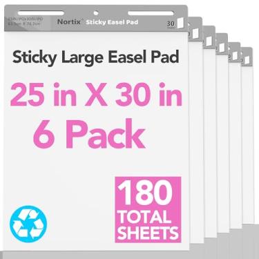Imagem de Nortix Papel flip, blocos de cavalete pegajosos, papel gráfico para professores, dupla finalidade atualizada para flip chart e quadro apagável a seco, super adesivo e resistente a sangria, 63,5 x 76,2