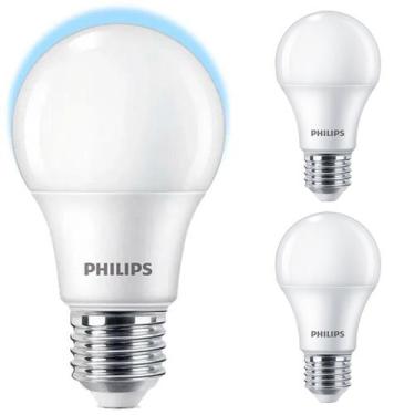 Imagem de Kit 3 Lâmpada Led Philips Bulbo 9w Equivale 60w Branco Frio Luz Branca