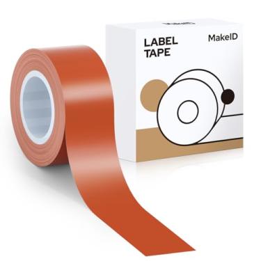 Imagem de MakeID Refil de fita adesiva E1 Q1, 16 mm x 4 m (1,6 cm x 13') adesivo contínuo laminado térmico à prova d'água autoadesivo multiuso substituição de fita de etiquetagem