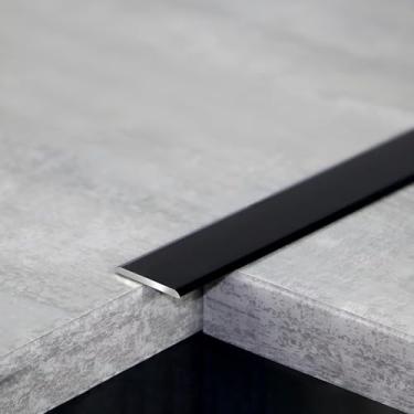 Imagem de Perfil De Transição Laminado De Liga De Alumínio Robusto E Faixa De Cobertura - Tiras De Transição De Rodapé De 3x90 Cm Para Soluções De Piso Sem Costura, Black, W:15MM
