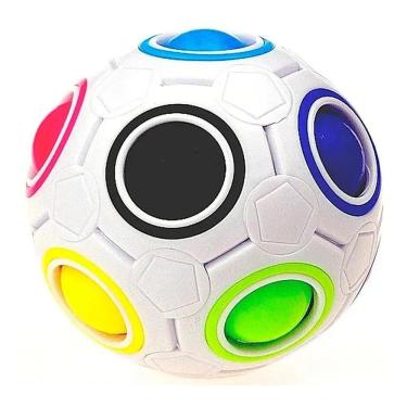 Imagem de Kit 2 Cubo Mágico Bola Fidget Puzzle Rainbow Anti Estress Es