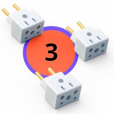 Imagem de Kit 3 Adaptadores de Tomada Universal 3 Pinos Benjamin (10A/20A) – Compatível com 2 e 3 Pinos – Bivolt 110V/220V – Ideal para Secadores Chapinhas e Eletrodomésticos.