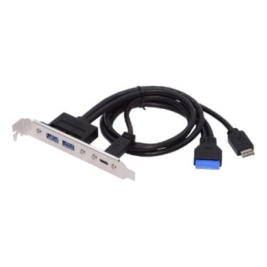 Imagem de NFHK Placa mãe USB 3.0 de 10 Gbps 19/20 pinos e tipo-E para USB-C tipo C e USB 3.0 portas duplas fêmea PCI-E painel traseiro cabo de 5 Gbps