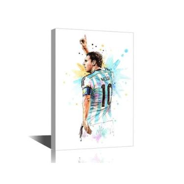 Imagem de Arte de parede em tela TISHIRON Soccer Star Lionel Messi 45x30cm