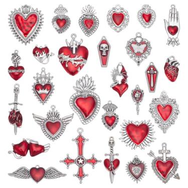 Imagem de WADORN Pingentes góticos vintage, tema de Halloween, liga esmaltada, pingentes de cruz de metal sortidos, para artesanato, pulseira, colar, brinco, fabricação de joias, 18~53.5x13~38.5x3~7mm, Liga de