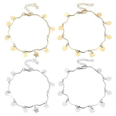 Imagem de HOBBIESAY Boho, praia, coração, borboleta, lua, estrela, tornozeleira, ajustável, lágrima, golfinho, tartaruga, pingente, tornozeleiras, tornozeleiras, para mulheres, joias e presentes, 20-20.6cm