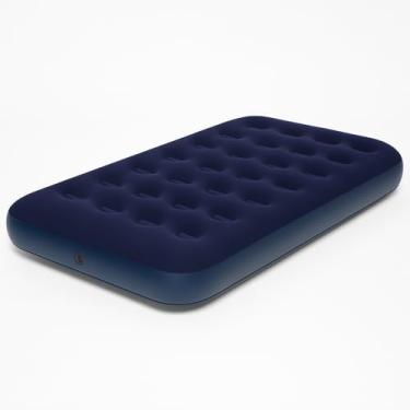 Imagem de Colchão Inflável Solteiro Azul Liso em PVC Resistente – Conforto Portátil para Quarto, Sala e Camping, Fácil de Inflar, Dobrar e Transportar, Ideal para Viagem e Uso Diário