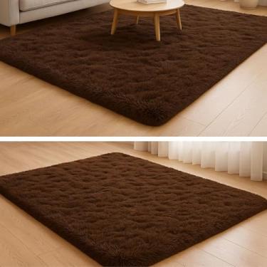 Imagem de Tapete Sala Quarto Felpudo Pelo Grande Alto 2,00x1,40 Antiderrapante Casa Hotel Apartamento Closet Loja Marrom