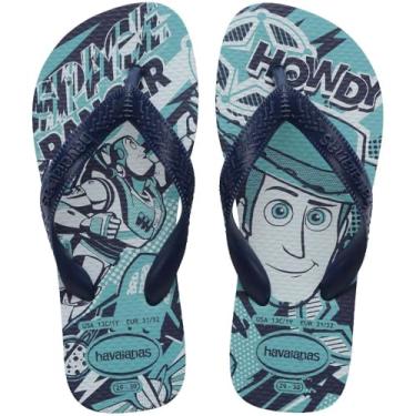 Imagem de Havaianas Chinelo Infantil, Estampa Toy Story com Woody e Buzz Lightyear, Azul Turquesa e Marinho, Coleção Especial (Azul, BR, Criança de 1 a 3 anos, Faixa Numérico, M, 23, 24)