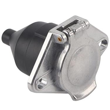 Imagem de Qiilu 7-Way Round Connector Socket, 24V Vehicle Side Trailer Connector 7 Pin Trailer Socket for Trailer Semi-Trailer Truck RV