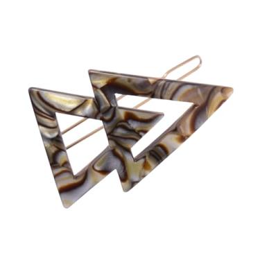 Imagem de Presilha de cabelo de encaixe em presilha de acetato de celuloide French Amie Pyramid pequena feita à mão, Cinza, 5 cm