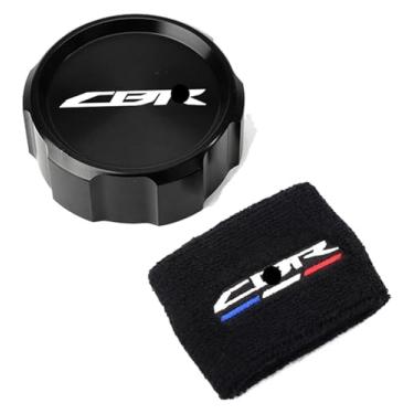 Imagem de Tampa de enchimento de óleo de motocicleta cilindro mestre tampa de reservatório de fluido de freio meia CBR1000RR compatível com CBR 1000RR 1000 RR 2005-2018 (conjunto de 2 peças preto)