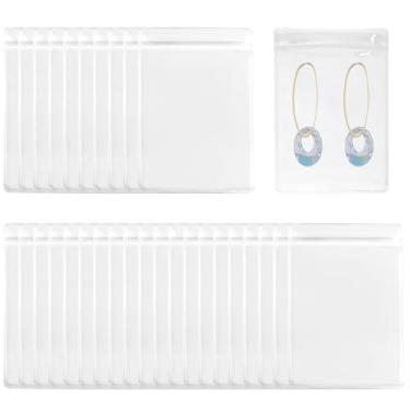 Imagem de Murtenze 100 peças de sacos de joias transparentes, sacos autoselantes com zíper de PVC, pequenos sacos ziplock para armazenamento de joias (8 x 12 cm)