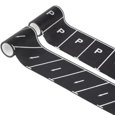 Imagem de PH PandaHall Adesivos de fita adesiva de 2,9 polegadas de largura para estacionamento, 2 estilos, fitas decorativas pretas para corridas, festas, carros, artesanato, decoração, 10 m