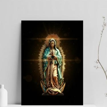 Imagem de Quadro Decorativo Nossa Senhora de Guadalupe, Arte Religiosa, A4, Preto (sem Moldura)