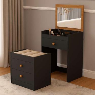 Imagem de Penteadeira com Banco Gaveteiro Multiuso Funcional Maquiagem - BEA BEN