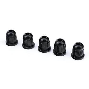Imagem de OVSAL Conjunto de 5 virolas de corda de baixo de aço de 5/40.6 cm (8,2 mm) bucha de montagem de virolas para baixo elétrico de 5 cordas (preto fosco)