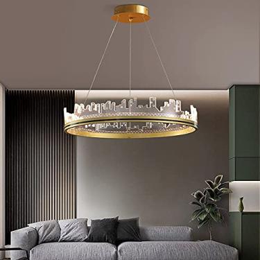 Imagem de Lustre de teto de acrílico, luzes pendentes de LED modernas, lâmpada de instalação semi-rebaixada, luzes suspensas, decoração de casa, sala de estar, quarto, sala de jantar [classe energétic