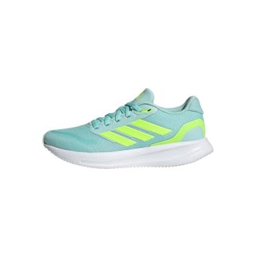 Imagem de adidas Tênis feminino Run Falcon 5, Semiflash Aqua/Limão Lúcido/Preto, 36
