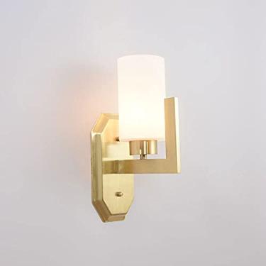 Imagem de Luminária de parede moderna, abajur de vidro branco, luminária de parede de latão, arandela interna, luminárias de parede estilo americano para quarto, sala de estar, corredor, escadas, lumi