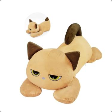 Imagem de Travesseiro Xuxão Gato Fofinho Gigante Pelúcia Decoração (Caramelo)