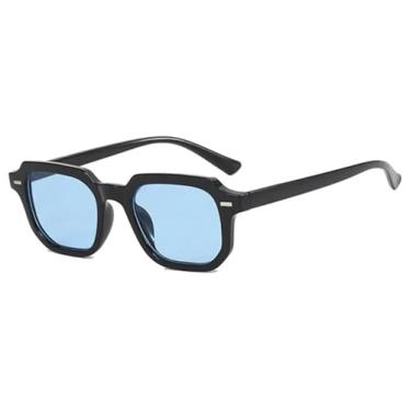 Imagem de Óculos de sol femininos de armação pequena, óculos de luxo, lente degradê, anti-uv400 (preto azul)