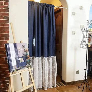 Imagem de Cortina curta de cozinha, cortinas semiblackout para janela, porta, quarto - Cortinas semitransparentes de privacidade - para sala de estar, cozinha, divisória, decoração de casa, 1 peça 130 x 260 cm