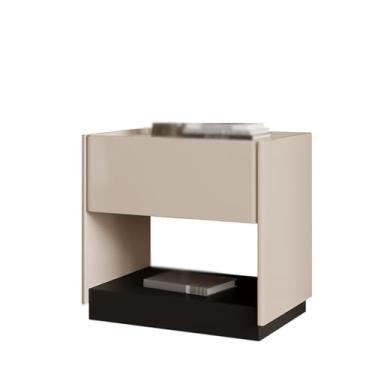Imagem de Mesa de cabeceira laqueada de madeira maciça, armário simples moderno, mesa de centro pequena de alta qualidade, mesa de cabeceira para quarto