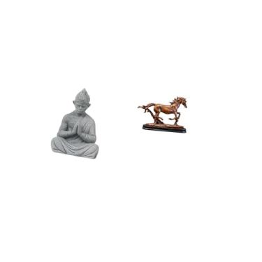 Imagem de Fenteer Estátua de Macaco Buda, Miniatura Colecionável, Escultura de Sol Wukong, Ornamento de Arte, Decoração de Mesa de Cavalo, Estante de Livros, Móveis Par