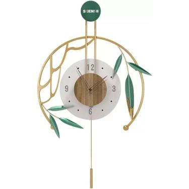 Imagem de EHVYBDX Relógio de parede decorativo para decoração de sala de estar, relógio de parede grande silencioso sem tique-taque, relógios de parede modernos com pêndulo operado por bateria para quarto e