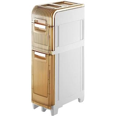 Imagem de Armário de piso de banheiro de 3/4/5 camadas, armário de armazenamento de fendas de banheiro, armário de armazenamento de vaso sanitário, carrinho de armazenamento fino, armário de armazenamento de